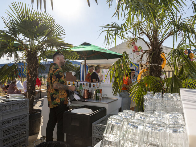 Summerfeeling an der Strandbar unter Palmen